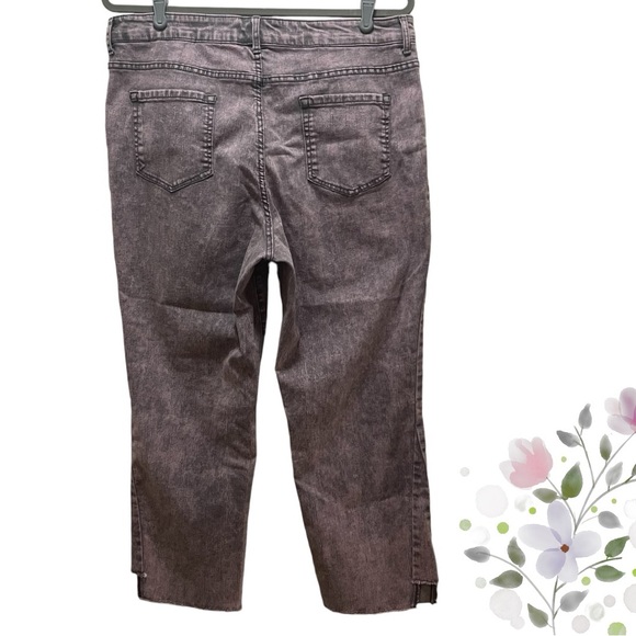 LOGO by Lori Goldstein jeans EUC size 16 straight leg w/cutout hem 5pkt btn/zip - Picture 2 of 15